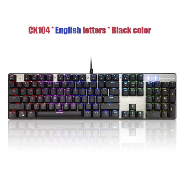 Motospeed CK104 Gaming Mechanical Keyboard Russian English Red Switch Blue Metal Wired LED Backlit RGB Anti-Ghosting for gamer