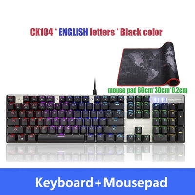 Motospeed CK104 Gaming Mechanical Keyboard Russian English Red Switch Blue Metal Wired LED Backlit RGB Anti-Ghosting for gamer