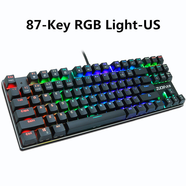 Gaming Mechanical Keyboard Blue Red Switch 87key RU/US Wired Keyboard Anti-ghosting RGB/ Mix Backlit LED USB For Gamer PC Laptop