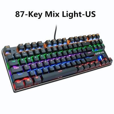 Gaming Mechanical Keyboard Blue Red Switch 87key RU/US Wired Keyboard Anti-ghosting RGB/ Mix Backlit LED USB For Gamer PC Laptop